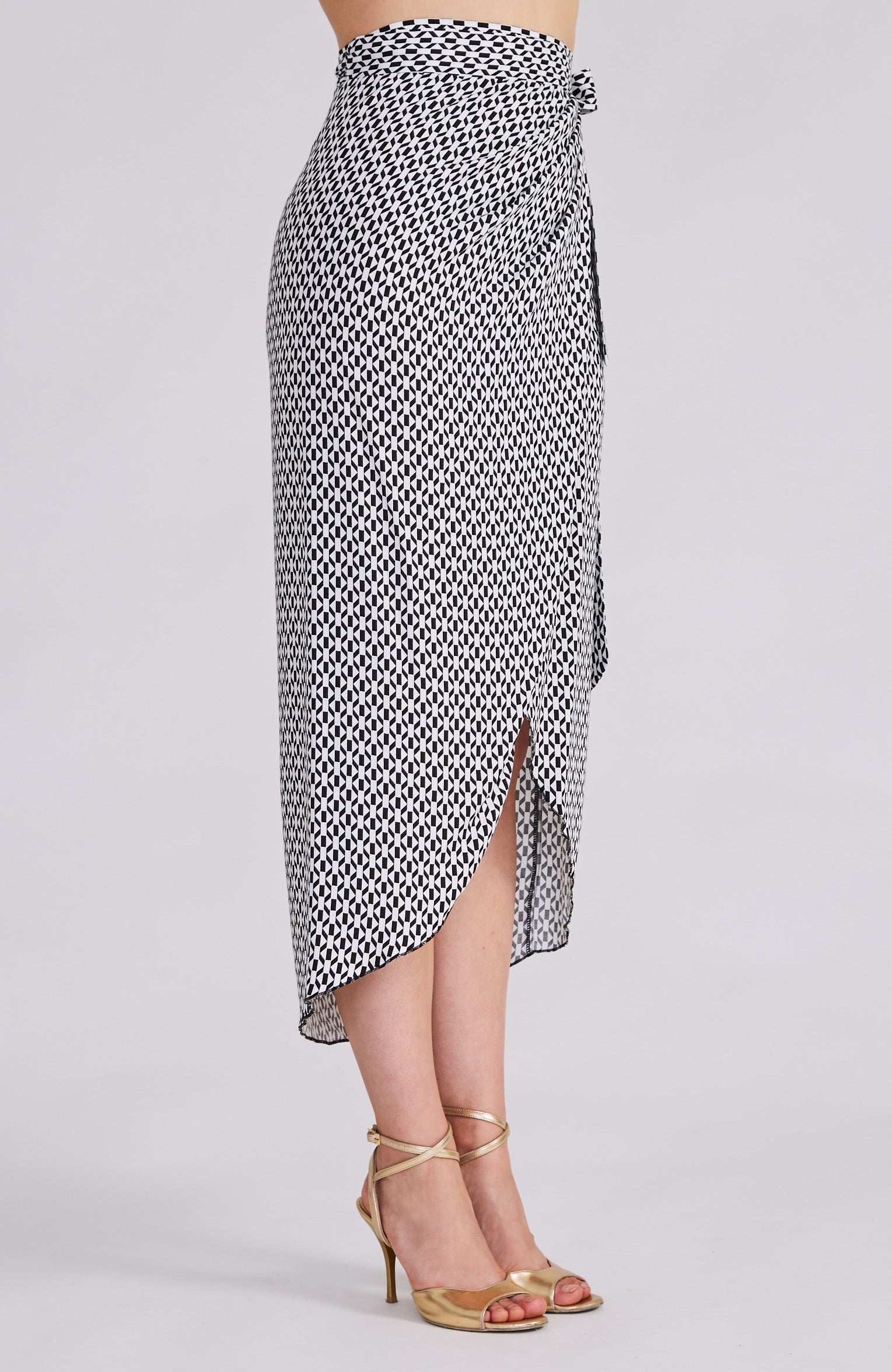 Black and white clearance leopard print wrap skirt