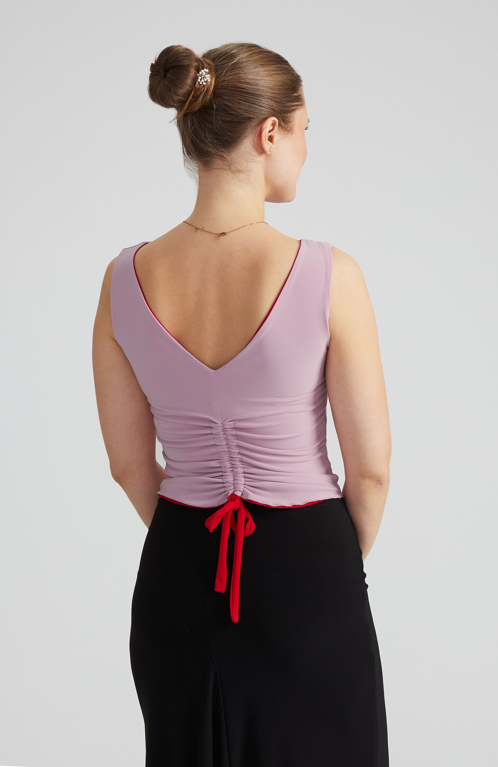 DORA - Reversible Top in Powder Pink & Classic Red