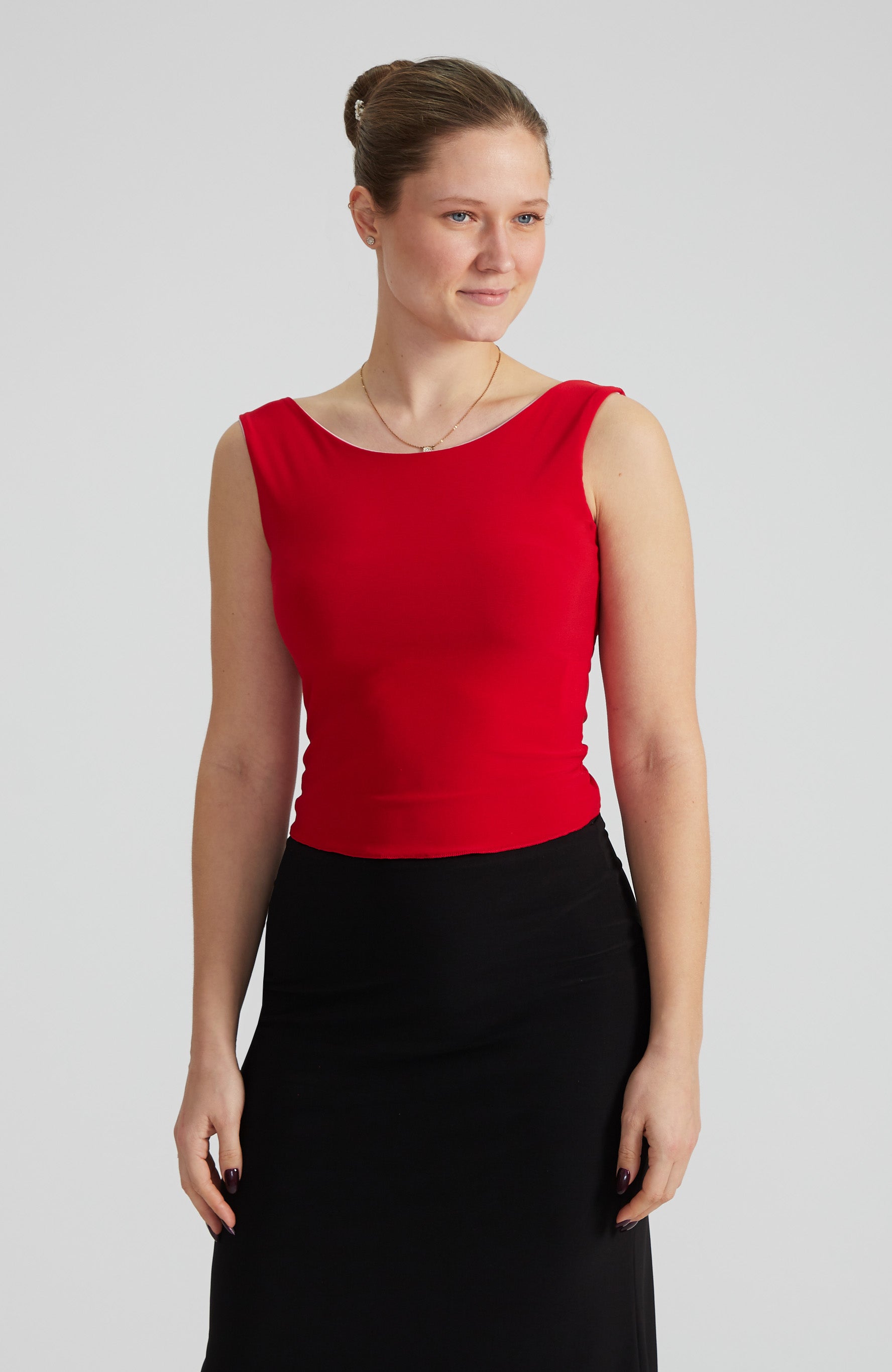 DORA - Reversible Top in Powder Pink & Classic Red