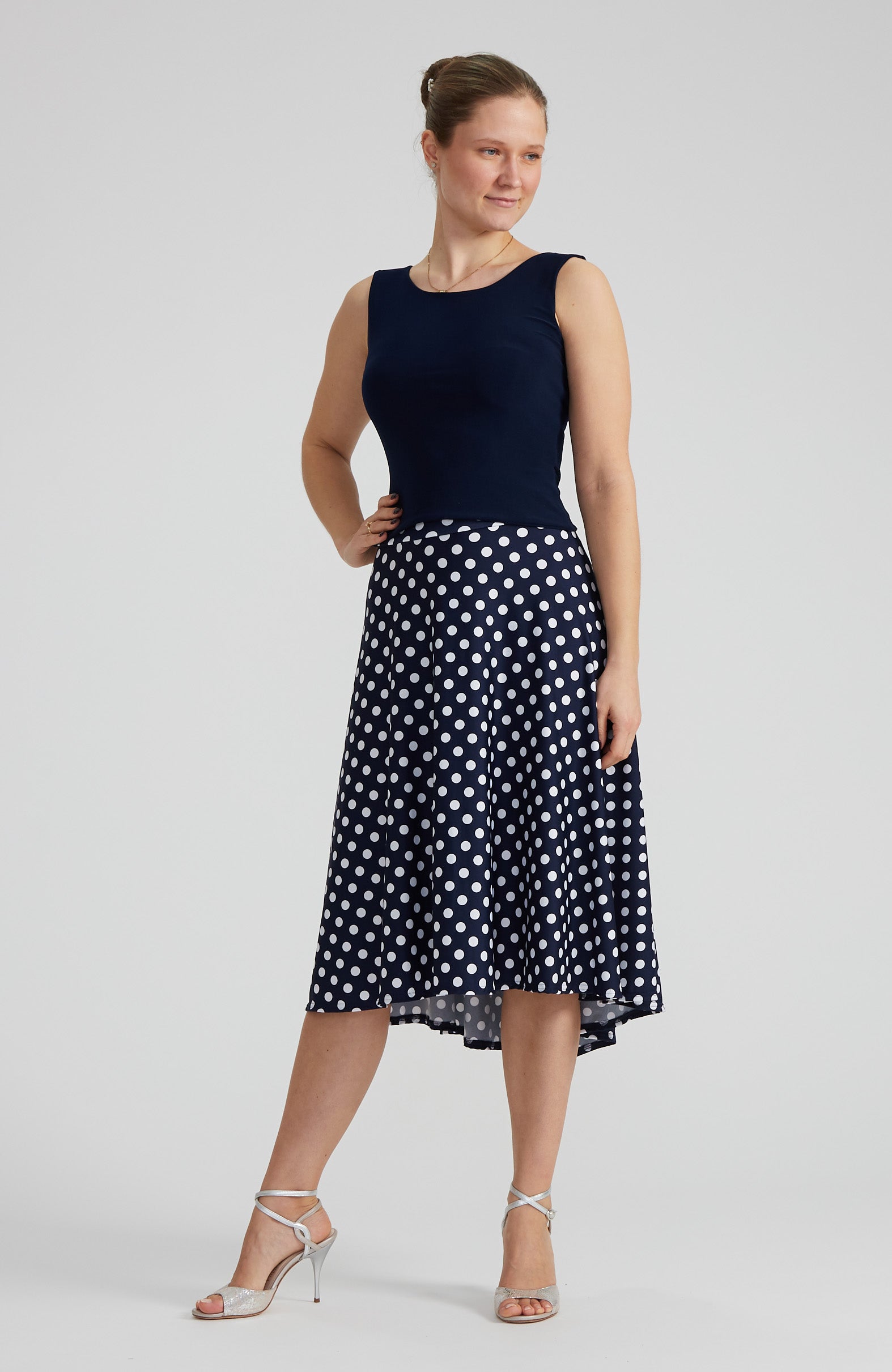 AUDREY - A-line Tango Skirt in Polka Dots