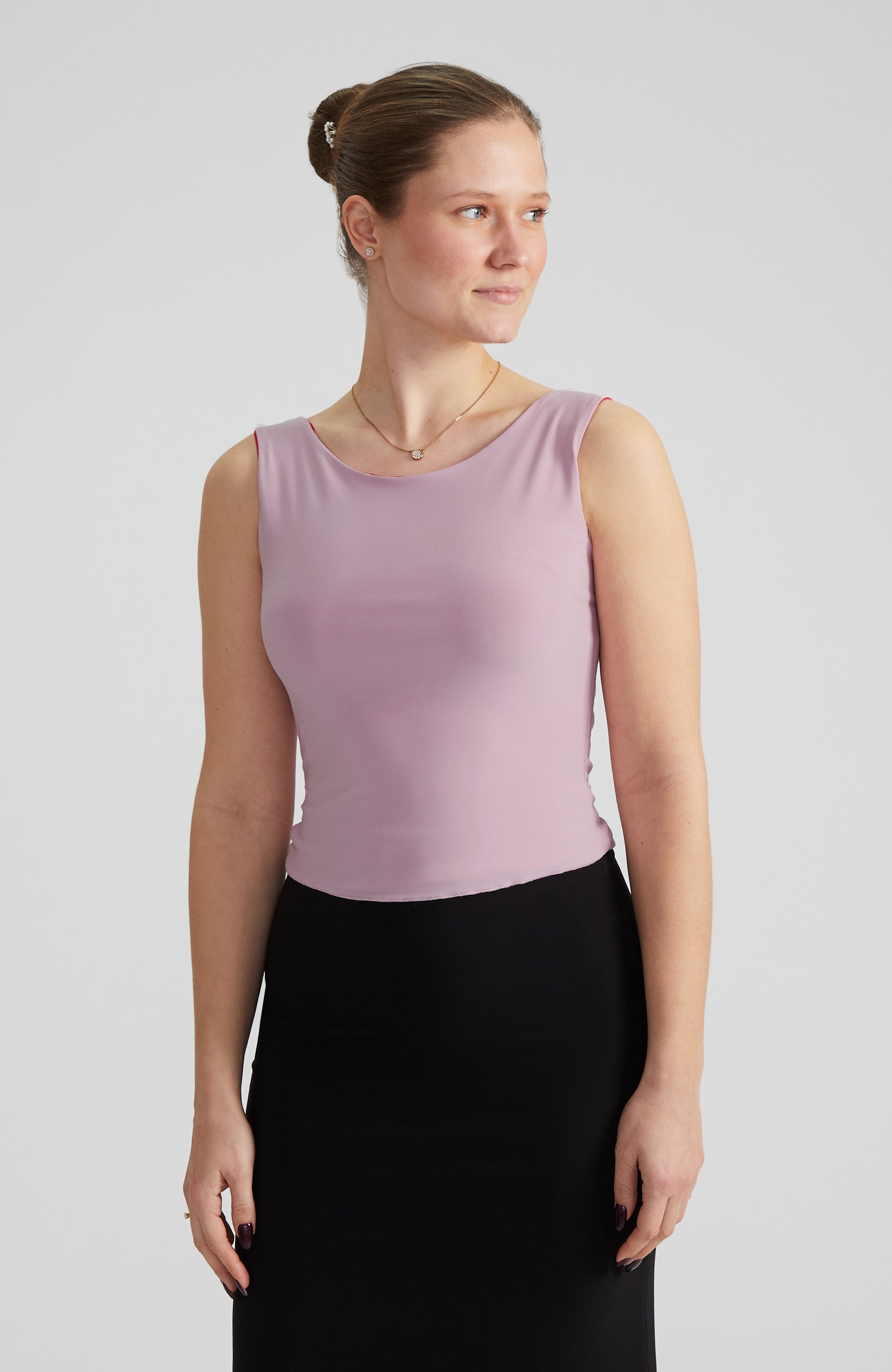 DORA - Reversible Top in Powder Pink & Classic Red