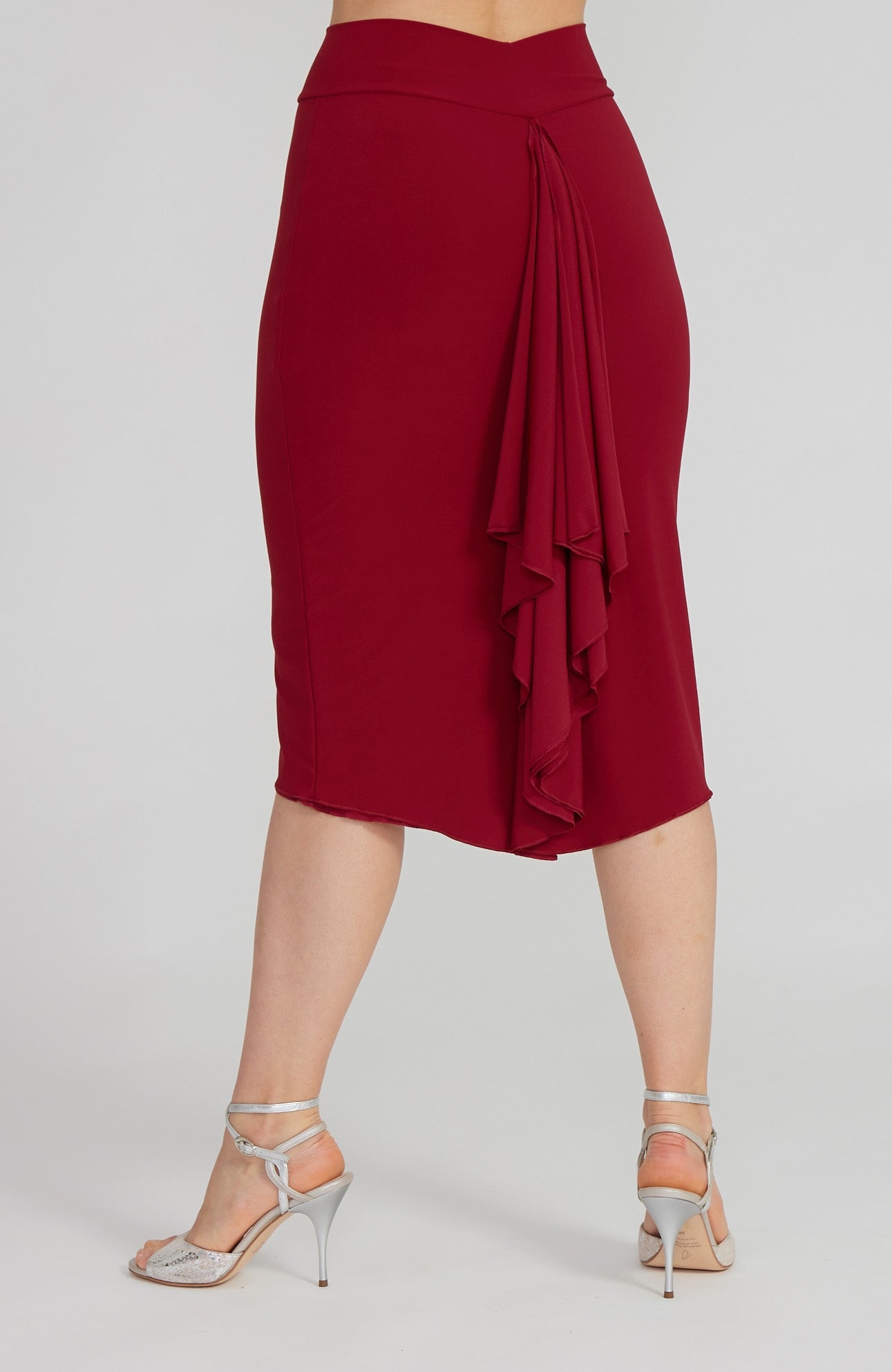 VALENTINA - Fishtail Tango Skirt in Bordeaux Red