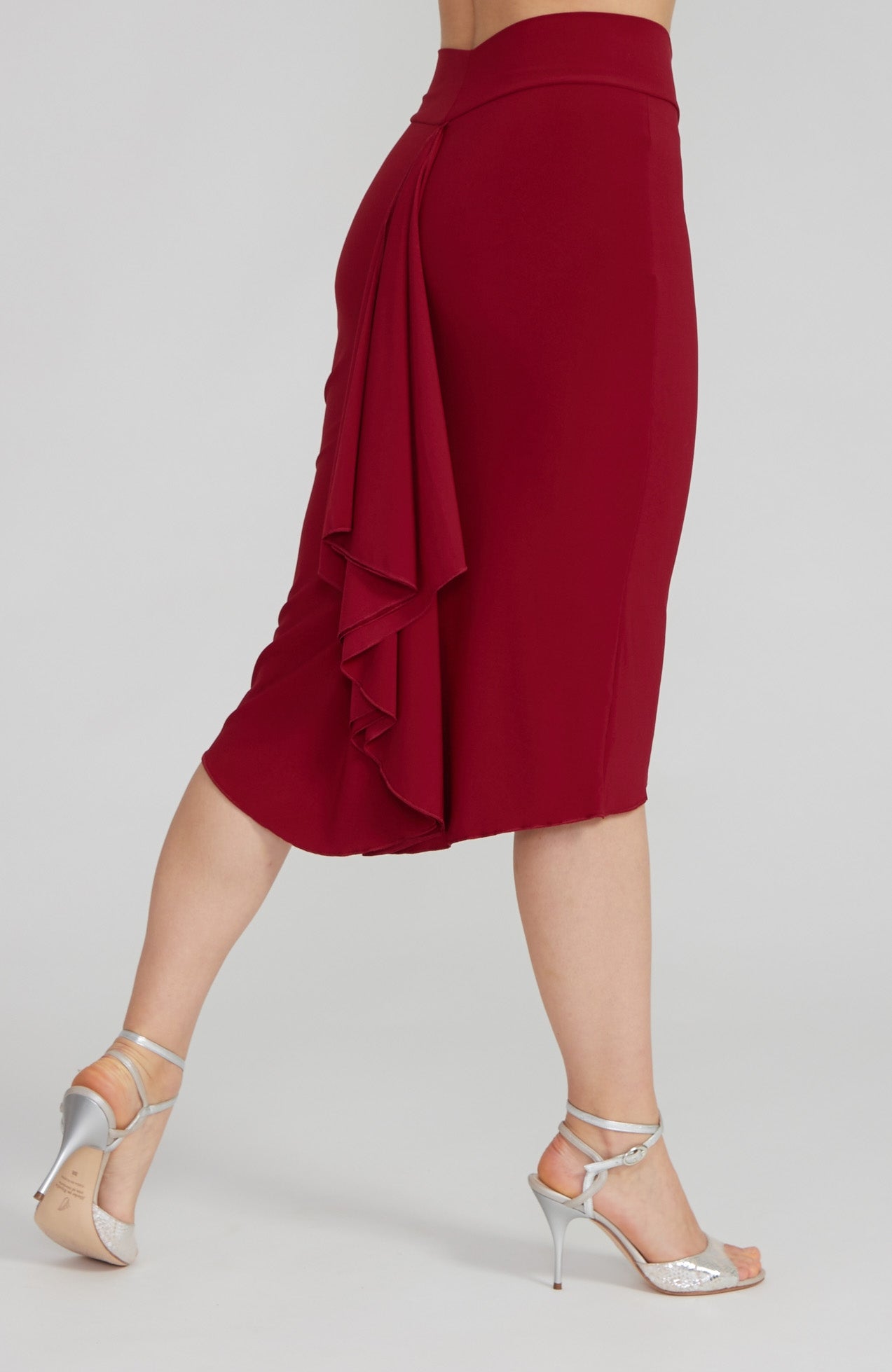 VALENTINA - Fishtail Tango Skirt in Bordeaux Red