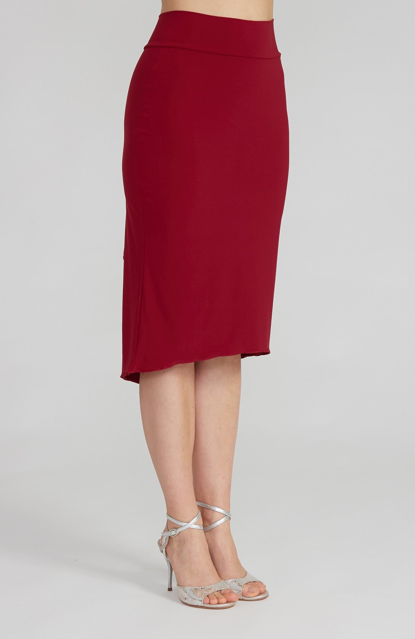 VALENTINA - Fishtail Tango Skirt in Bordeaux Red