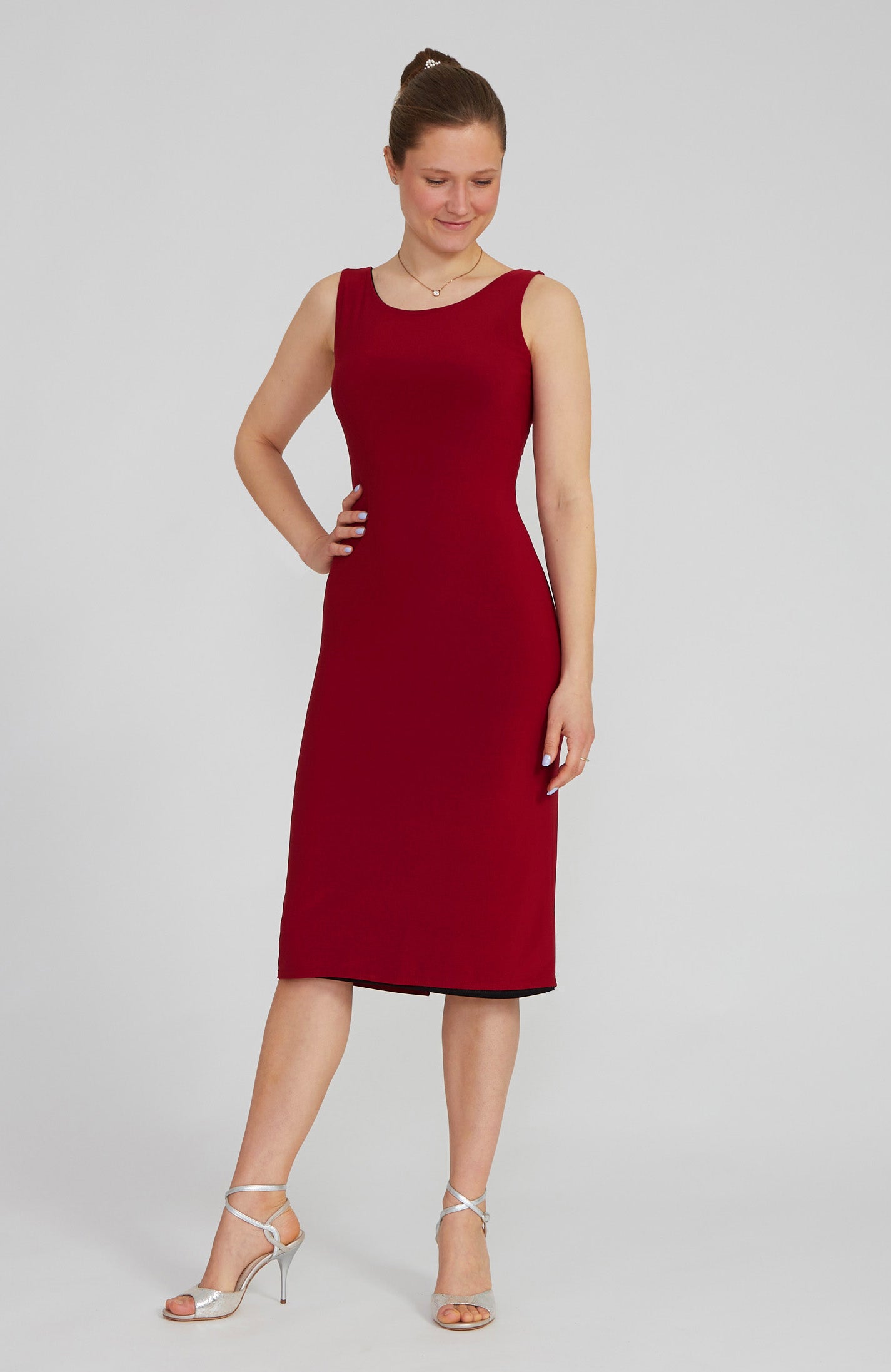 WALERIA - Reversible Tango Dress in Bordeaux Red / Black