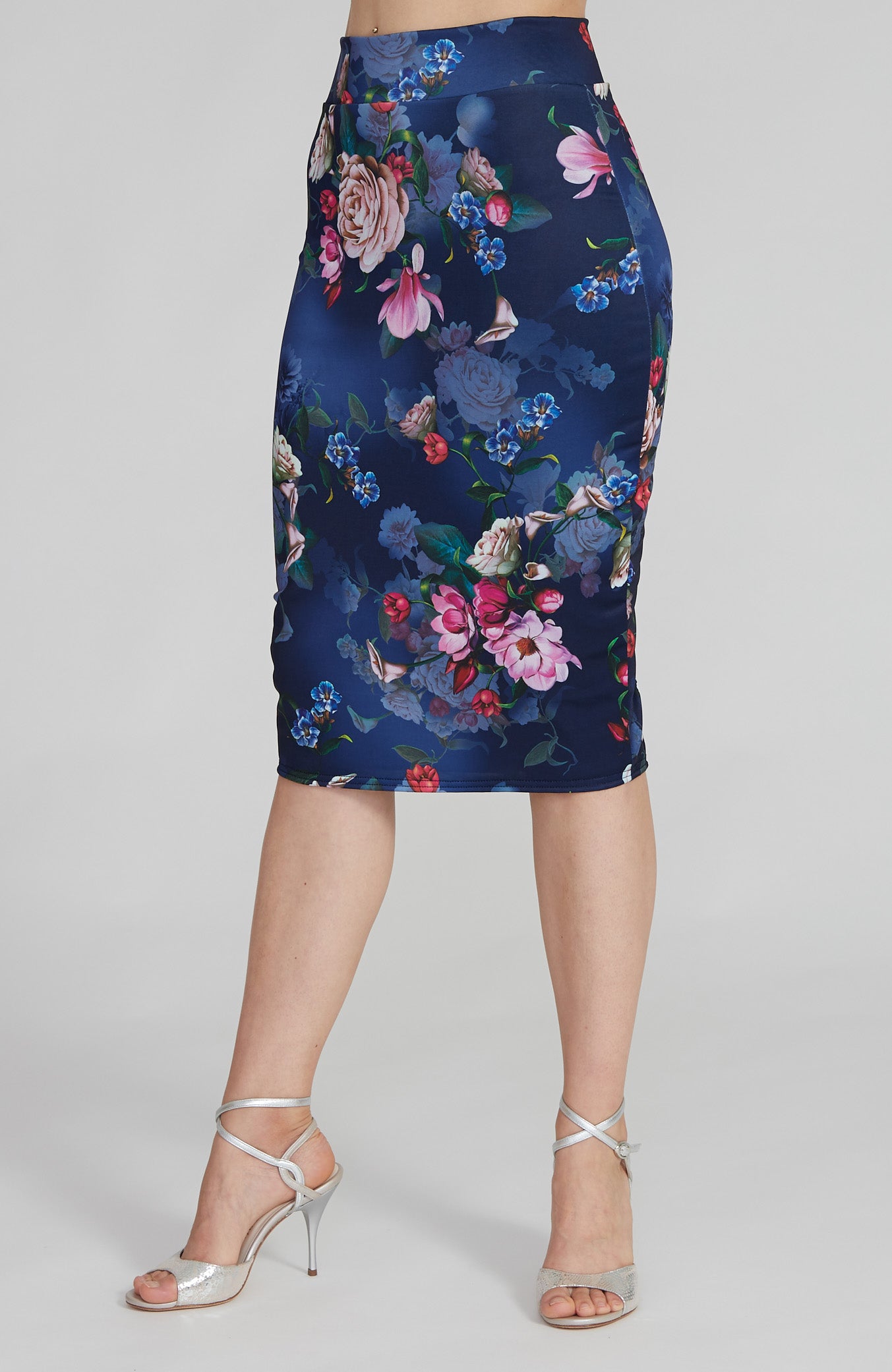 CLARA - Reversible Skirt in Vivid Blossoms & Navy Blue