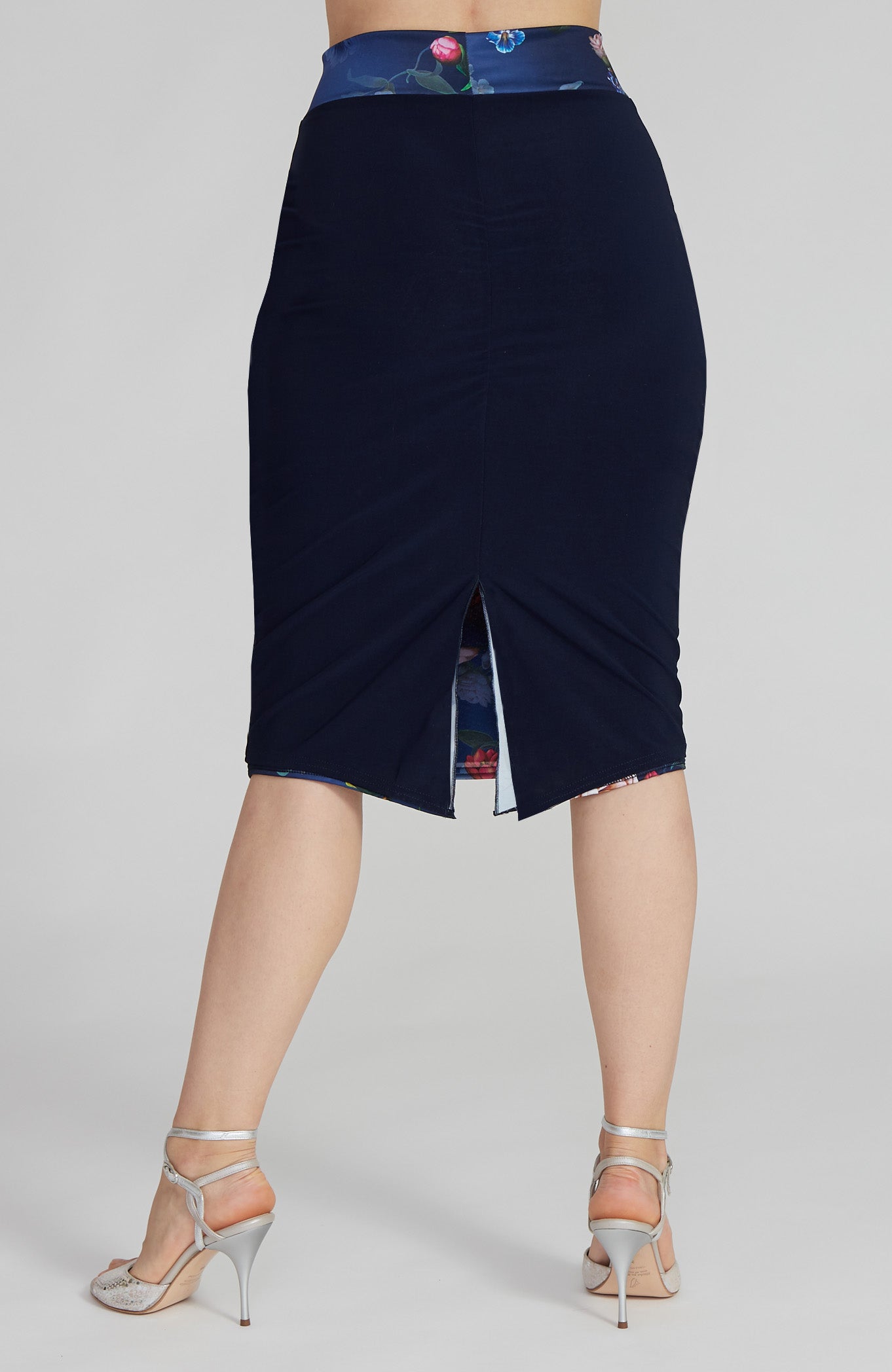 CLARA - Reversible Skirt in Vivid Blossoms & Navy Blue