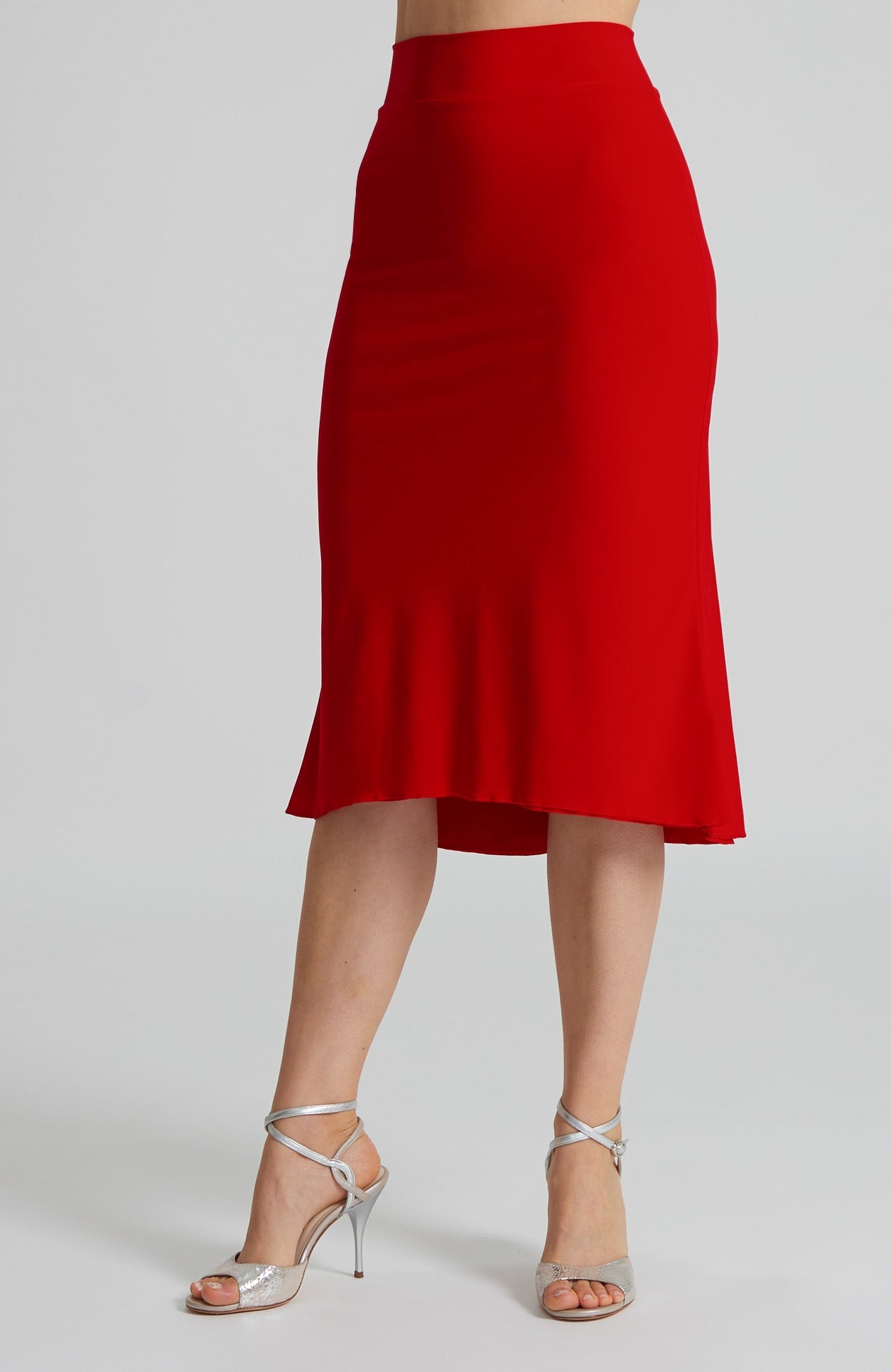 JAZMIN - Godet Skirt in Classic Red