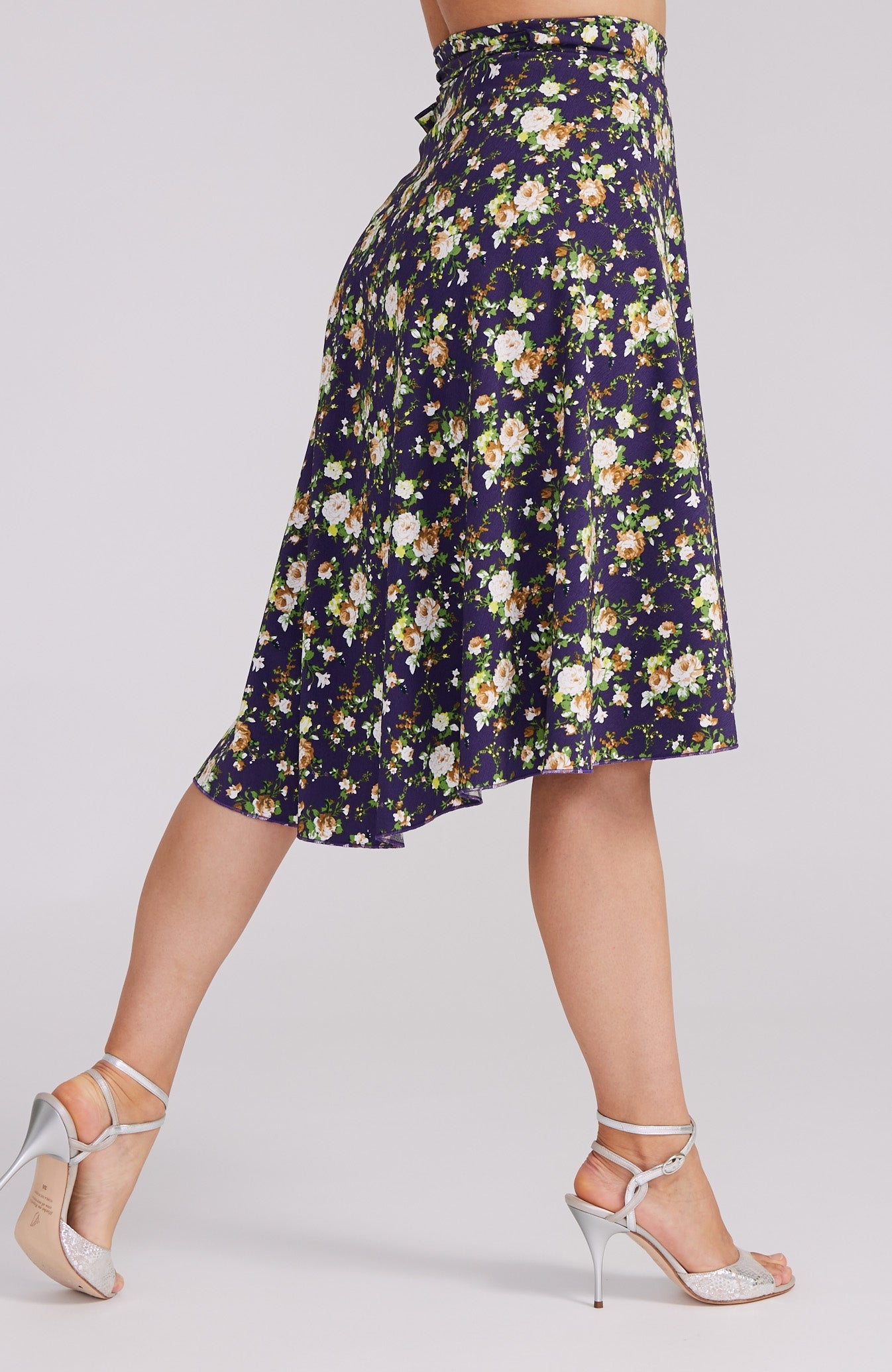 COCO - White Roses on Violet Wrap Skirt