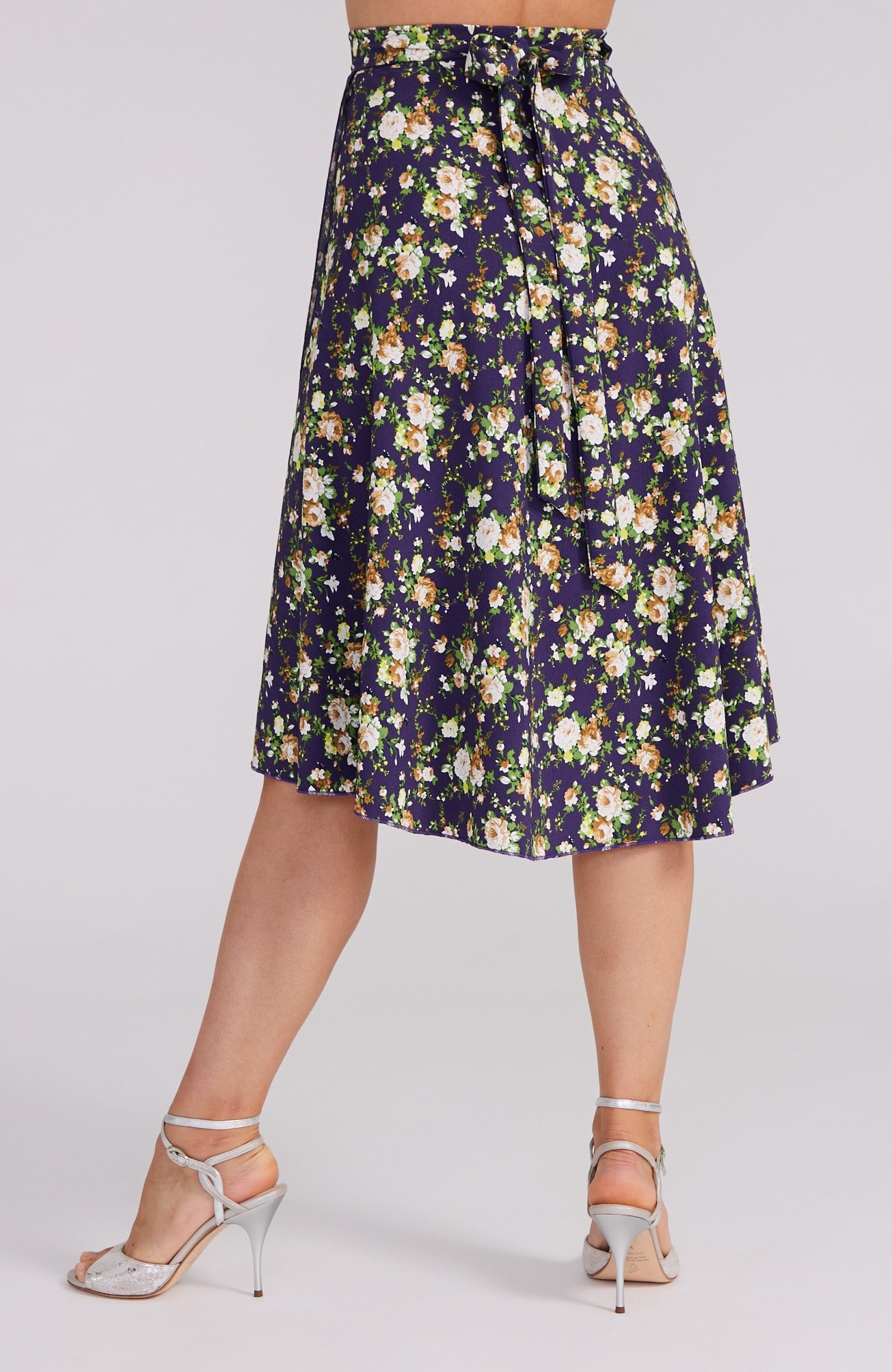 COCO - White Roses on Violet Wrap Skirt