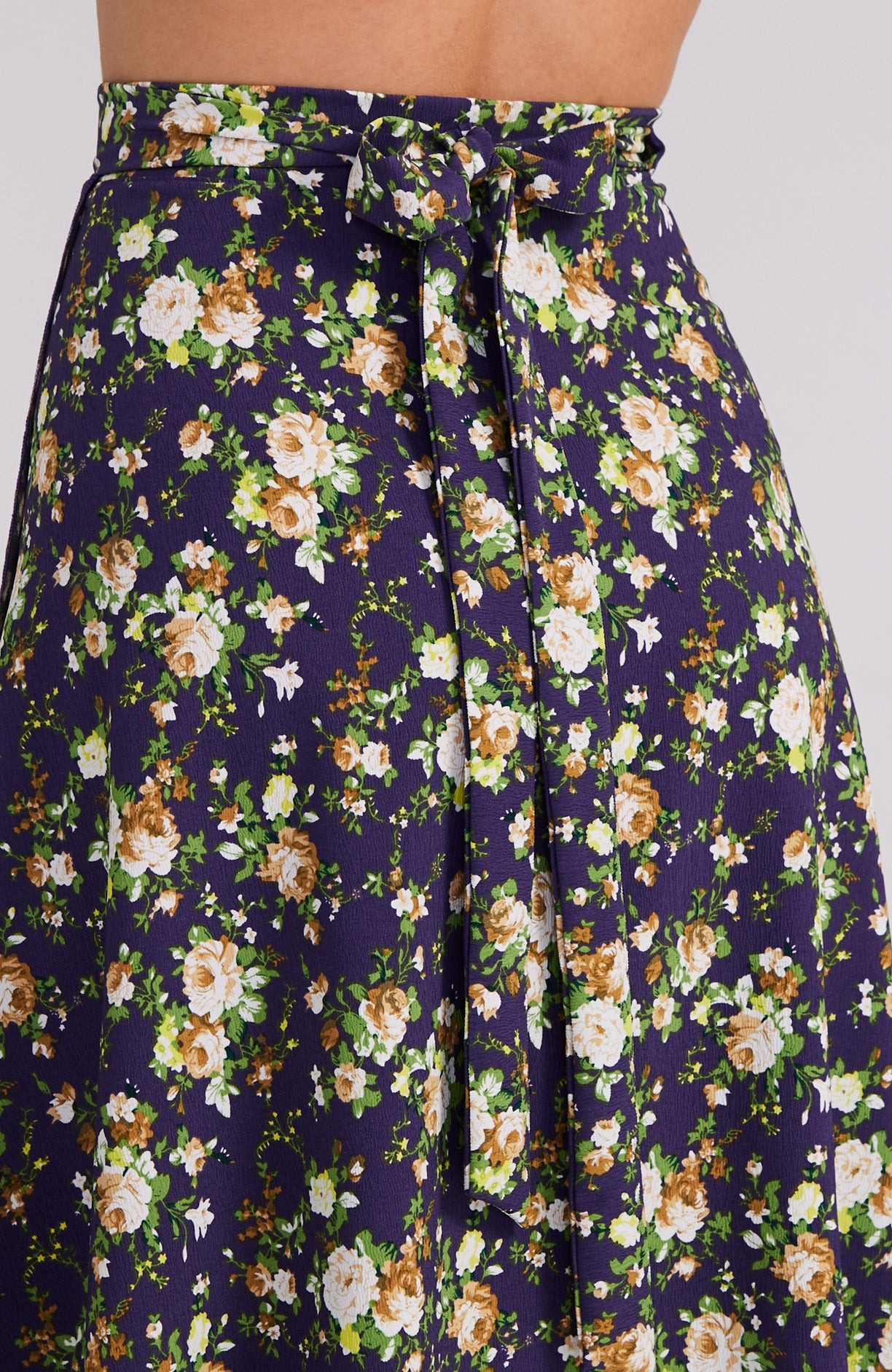 COCO - White Roses on Violet Wrap Skirt