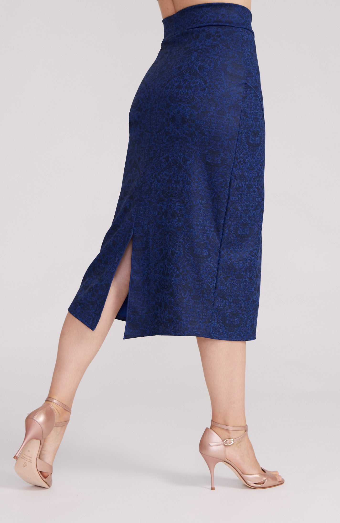 VALERY - Tango Skirt with Overlap in Blue & Black