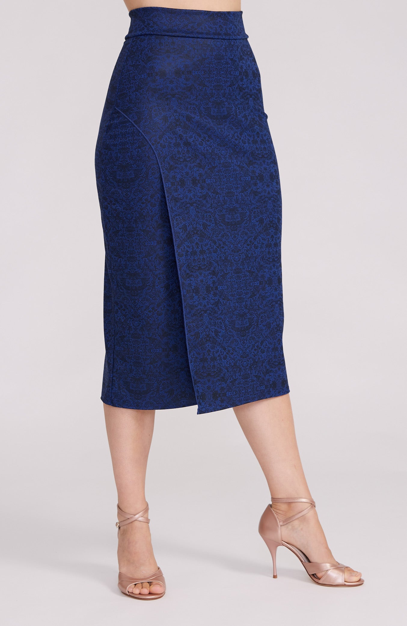 VALERY - Tango Skirt with Overlap in Blue & Black