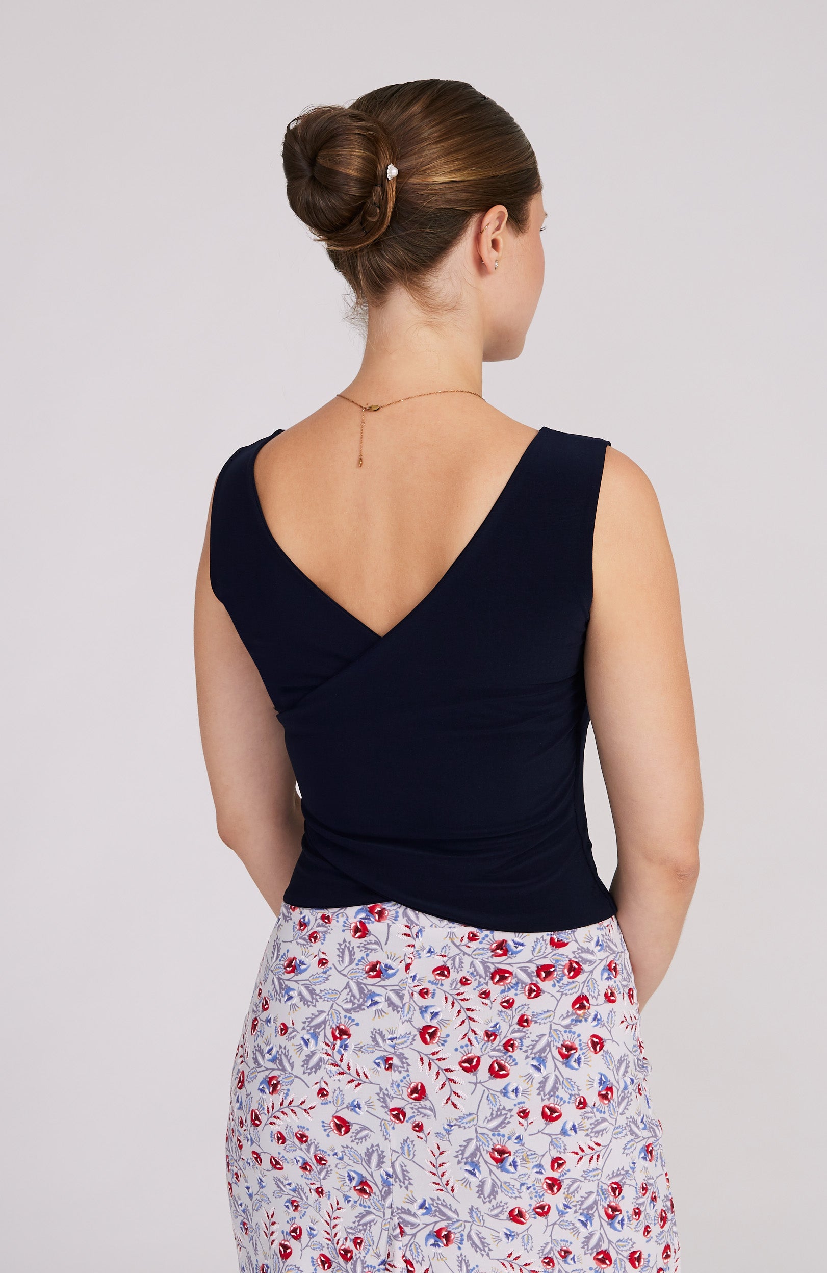 DANIELA - Cross Back Top in Navy Blue