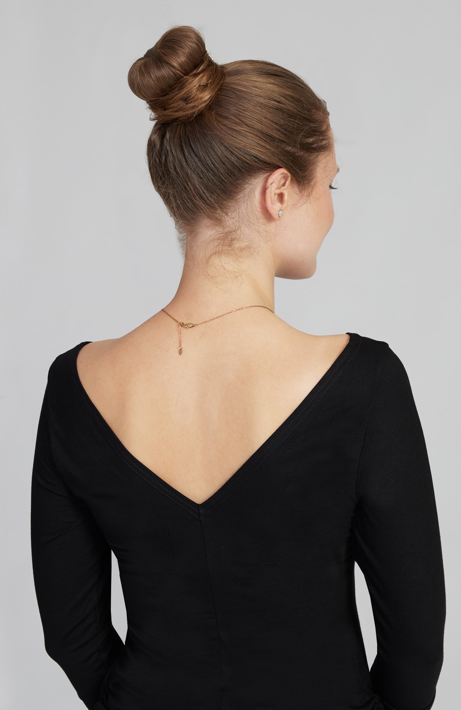 EMMA - Long Sleeve Top with Draped Sides in Black Bamboo Jersey