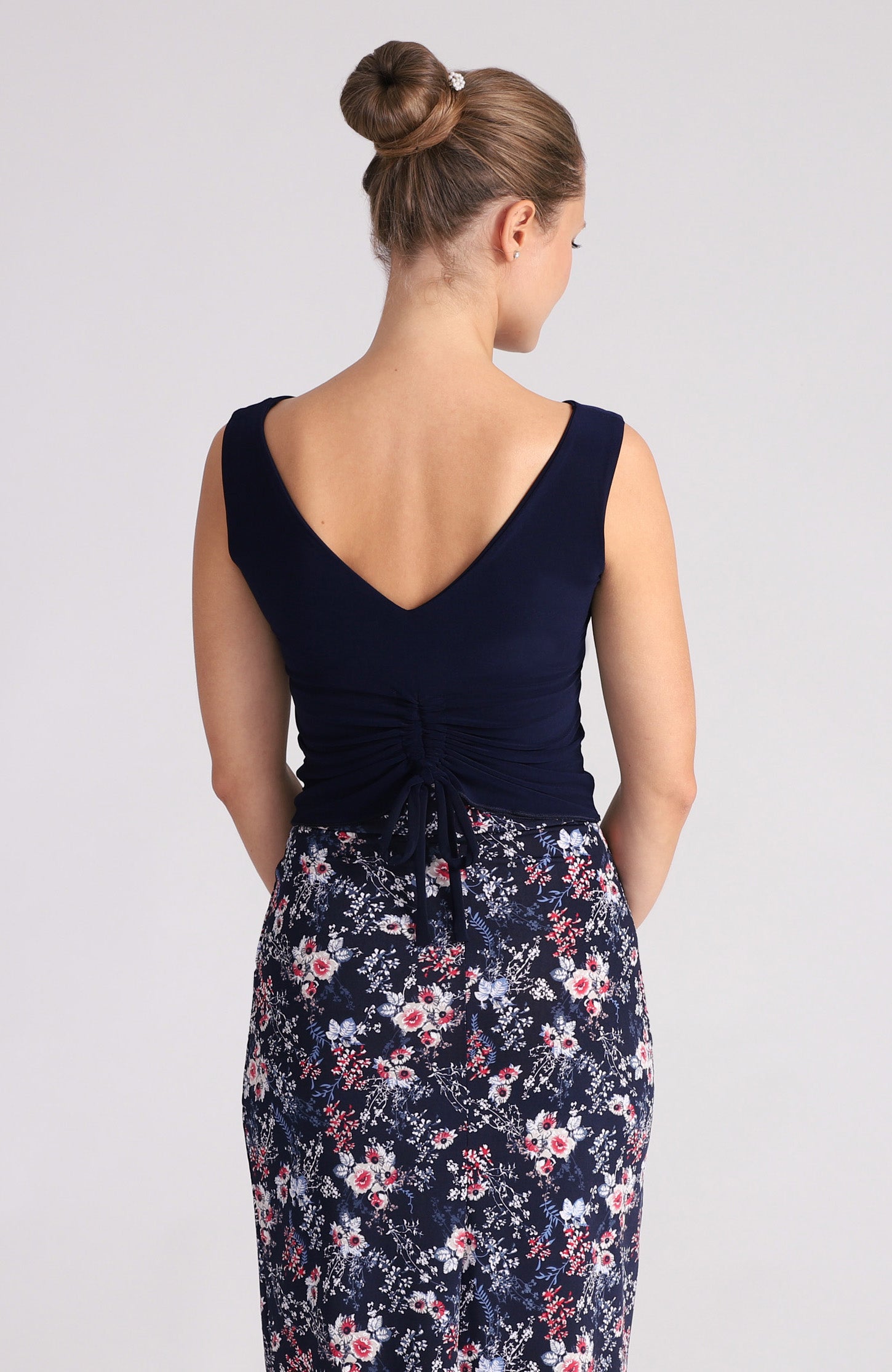 DORA - Draped Top in Navy Blue